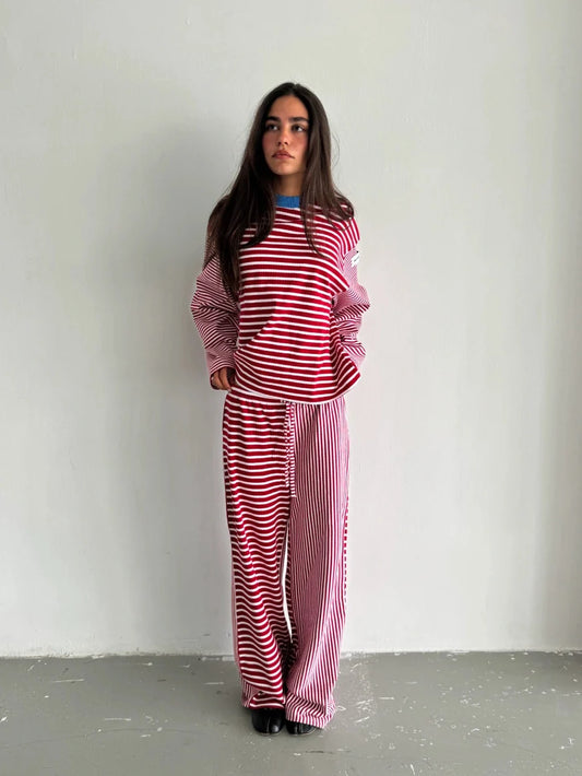 RED STRIPED PANTS