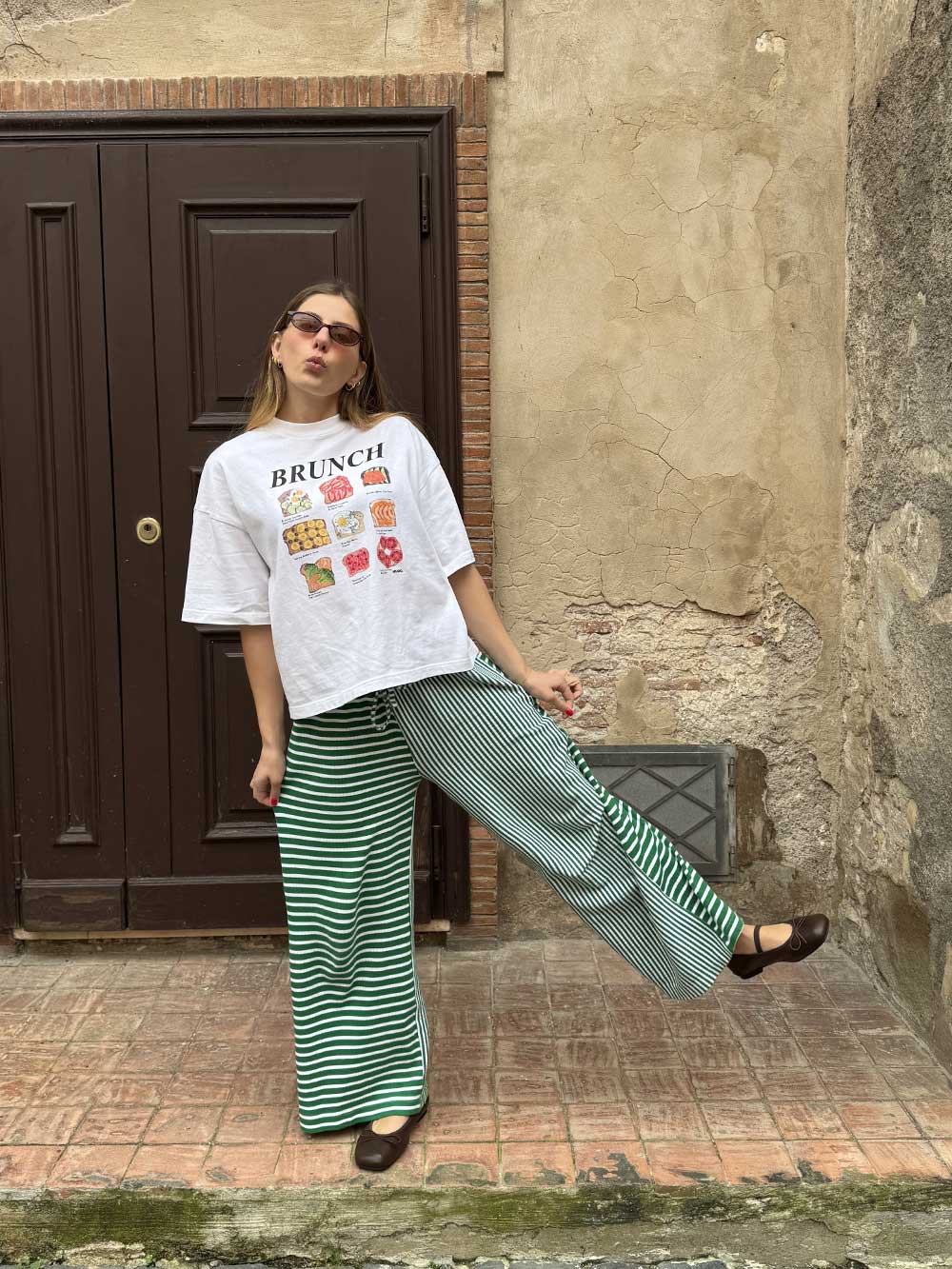 GREEN STRIPED PANTS
