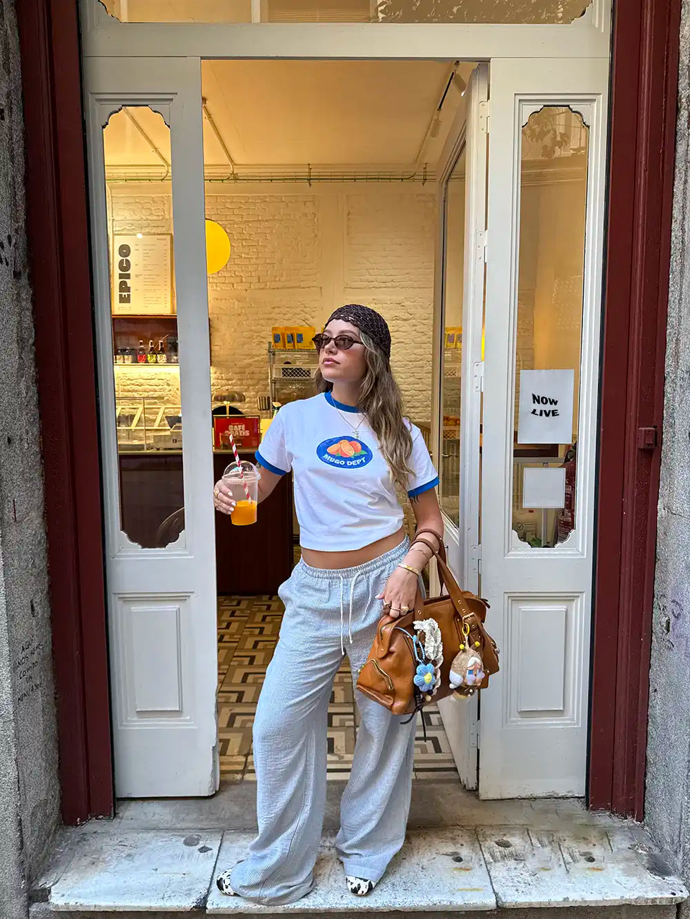 ORANGE SLIM RIB TEE