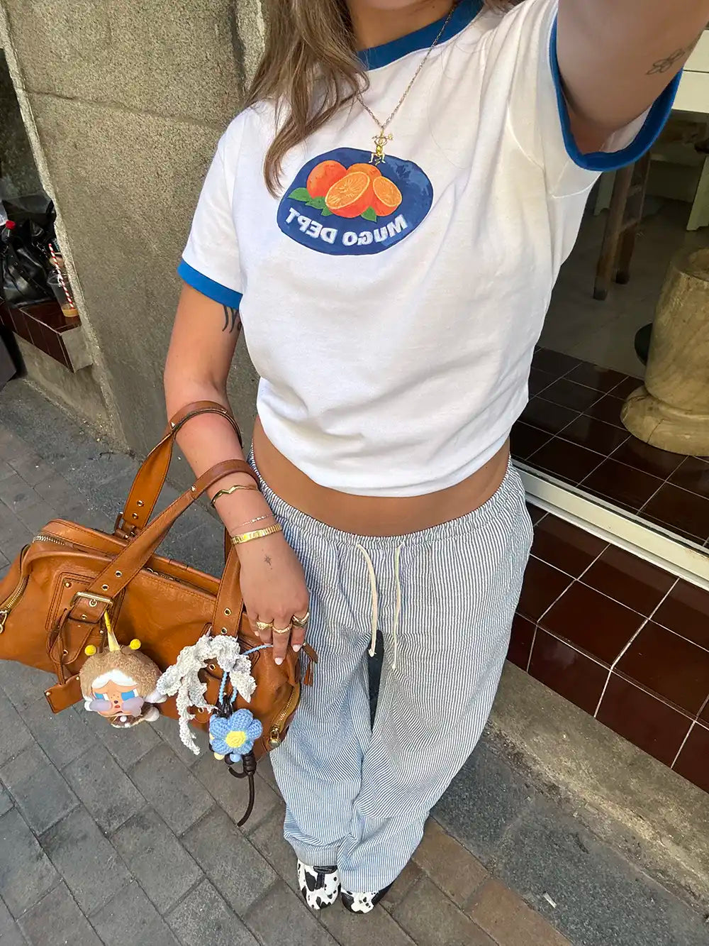 ORANGE SLIM RIB TEE
