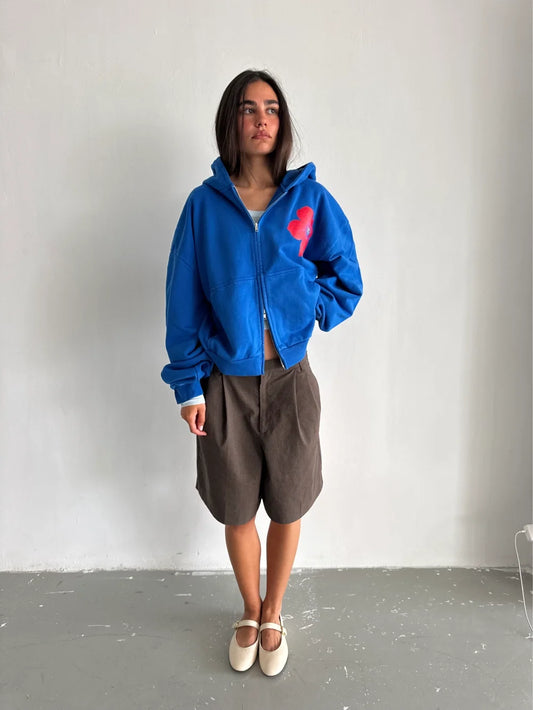 HIBISCUS BLUE ZIP HOODIE