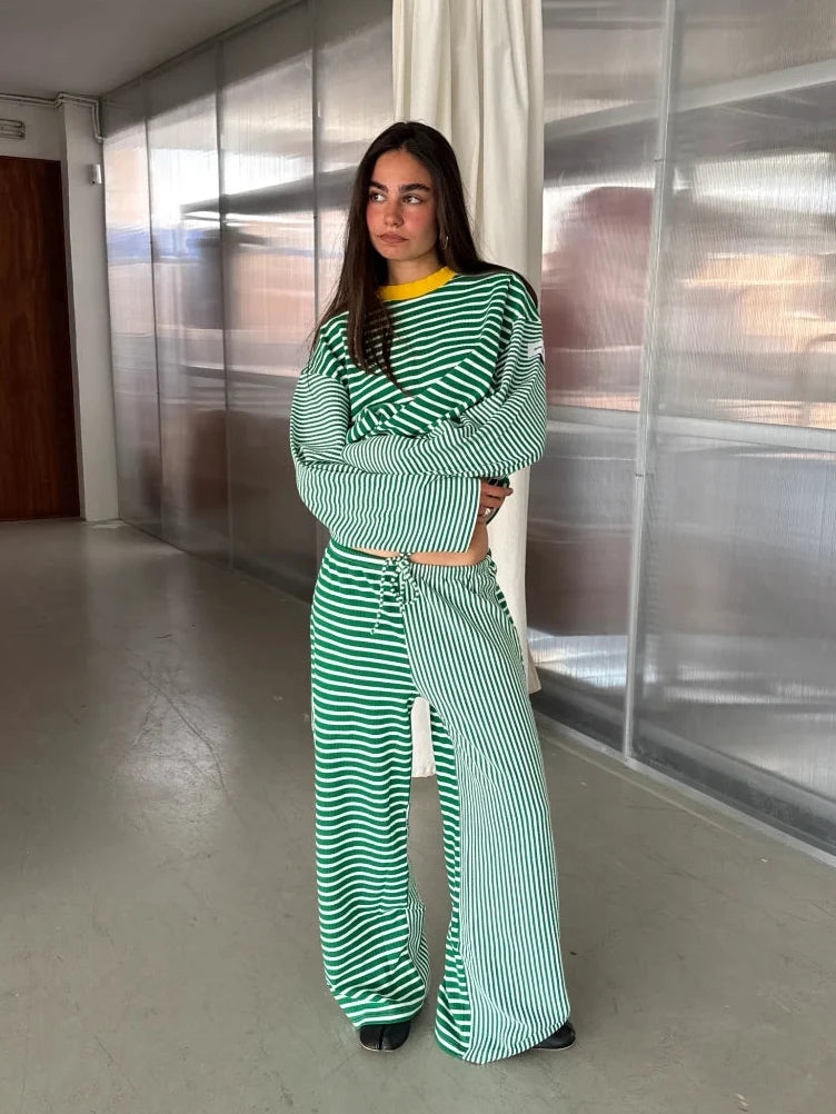 GREEN STRIPED PANTS
