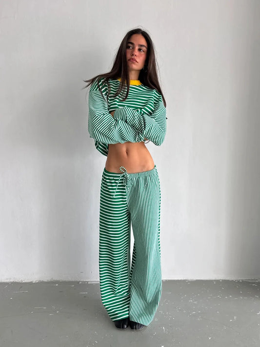 GREEN STRIPED PULLOVER