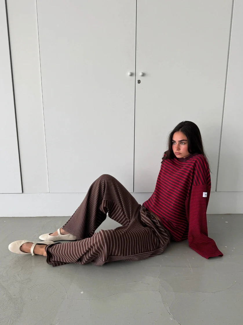 WINE STRIPED PULLOVER