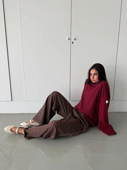 WINE STRIPED PULLOVER