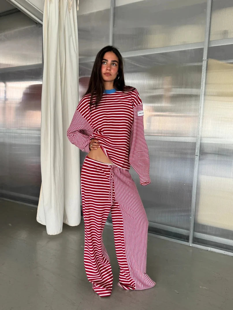 RED STRIPED PANTS