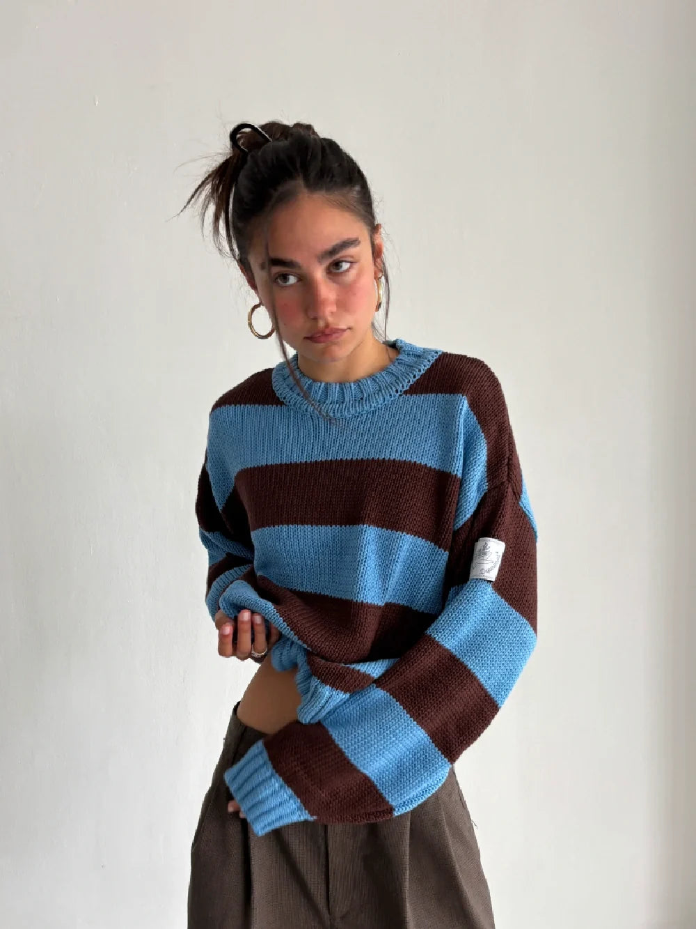 BROWNBLUE STRIPED KNIT