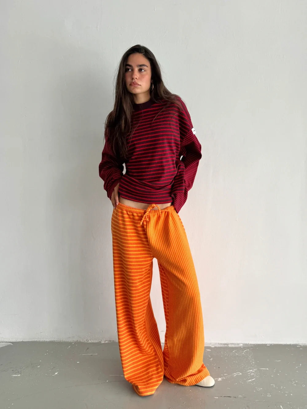 WINE STRIPED PULLOVER