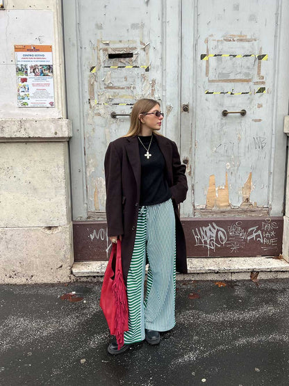 GREEN STRIPED PANTS