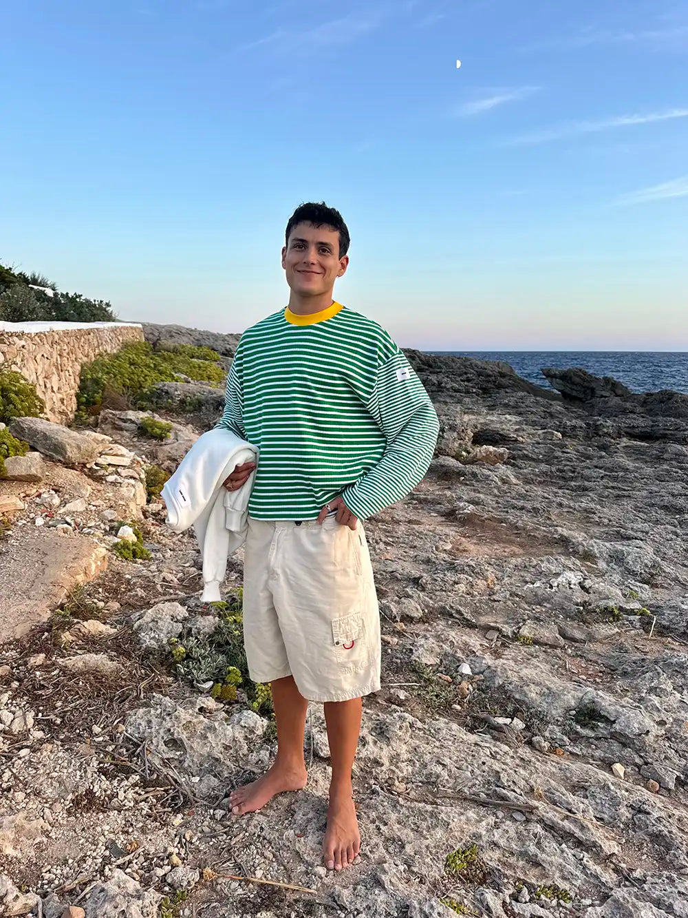 GREEN STRIPED PULLOVER