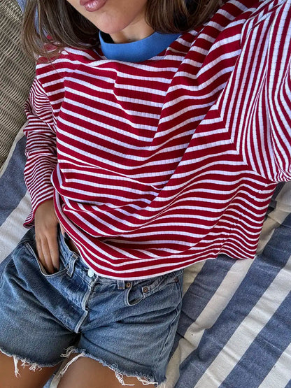 RED STRIPED PULLOVER