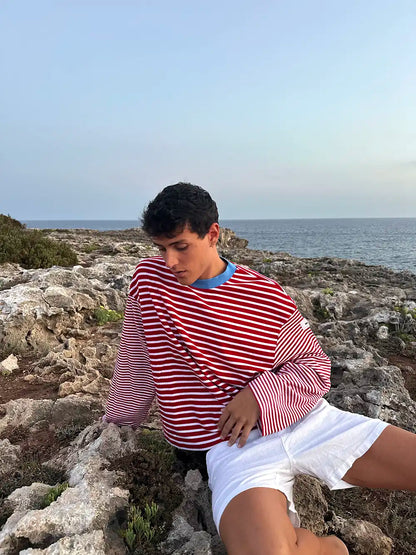 RED STRIPED PULLOVER